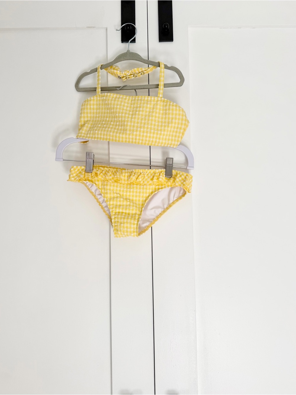 Minnow Girls' Yellow Gingham Halter Bikini - Cute Ruffle Detail